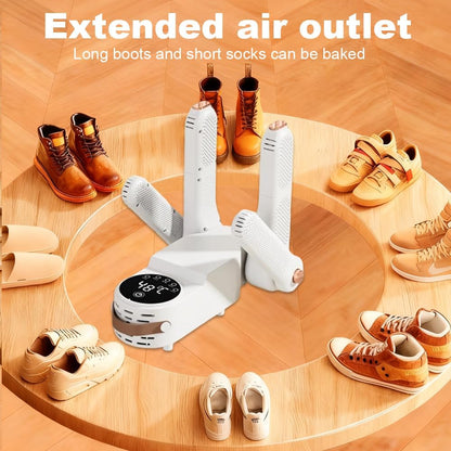 Schuhtrockner Elektrisch, Stiefeltrockner mit 0-120mins Timer-Funktion, Faltbarem Schuhe Stiefeltrockner Antibakteriell UV-Licht, Shoe Dryer mit Digitalanzeige (Teleskop-Schuhtrockner)
