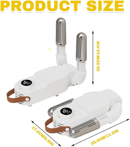Schuhtrockner Elektrisch, Stiefeltrockner mit 0-120mins Timer-Funktion, Faltbarem Schuhe Stiefeltrockner Antibakteriell UV-Licht, Shoe Dryer mit Digitalanzeige (Teleskop-Schuhtrockner)
