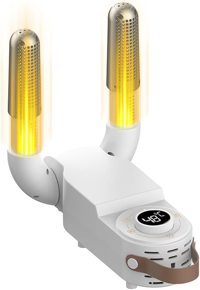 Schuhtrockner Elektrisch, Stiefeltrockner mit 0-120mins Timer-Funktion, Faltbarem Schuhe Stiefeltrockner Antibakteriell UV-Licht, Shoe Dryer mit Digitalanzeige (Teleskop-Schuhtrockner)