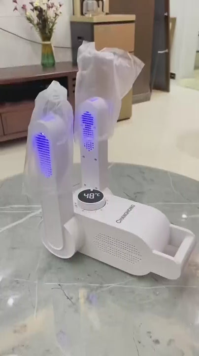 Schuhtrockner Elektrisch, Stiefeltrockner mit 0-120mins Timer-Funktion, Faltbarem Schuhe Stiefeltrockner Antibakteriell UV-Licht, Shoe Dryer mit Digitalanzeige (Teleskop-Schuhtrockner)